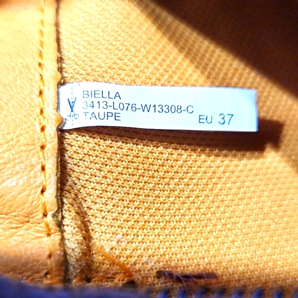 Bussola Taupe Leather Mid Calf Biker Buckle Zip Boots Size EU 37, US 6.5 EUC! - Picture 5 of 14